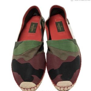 Valentino Multicolour Camouflage Canvas Espadrilles Flats
